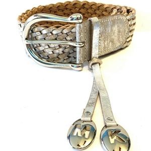 Michael Kors Wide Woven Leather Belt Medium NEW